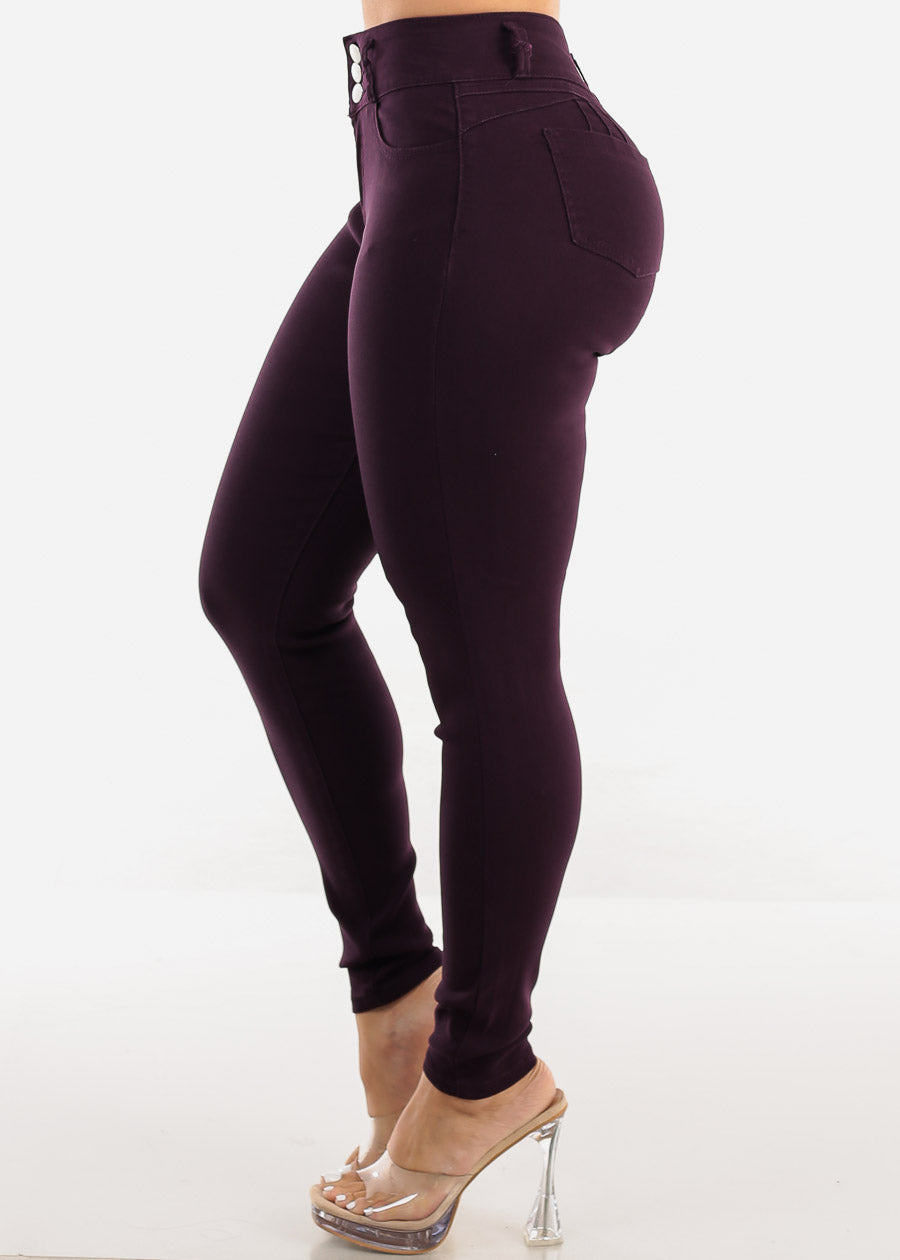 High Waist Butt Lift Levanta Cola Dark Purple Jeggings