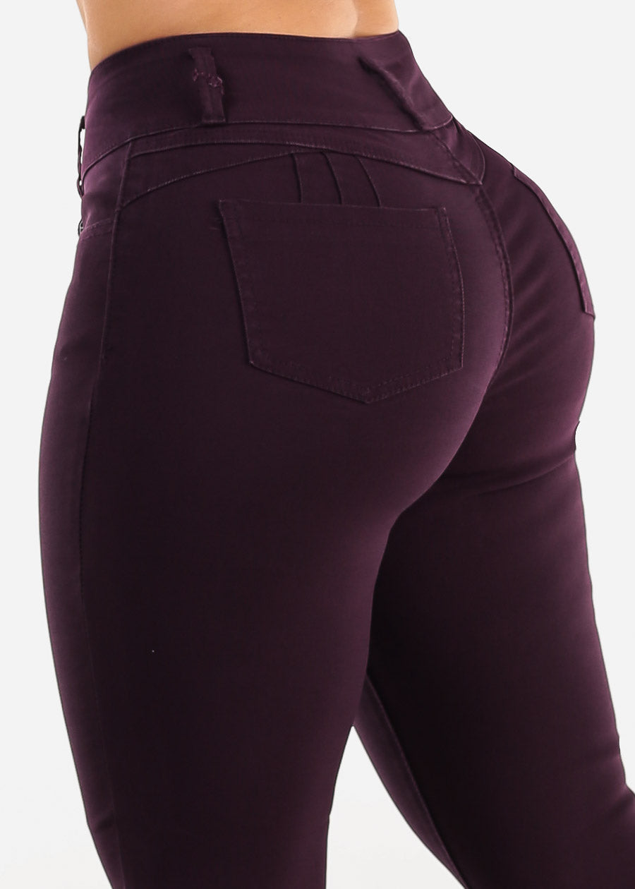 High Waist Butt Lift Levanta Cola Dark Purple Jeggings