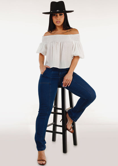 Butt Lift Stretch Straight Leg Jeans Dark Wash