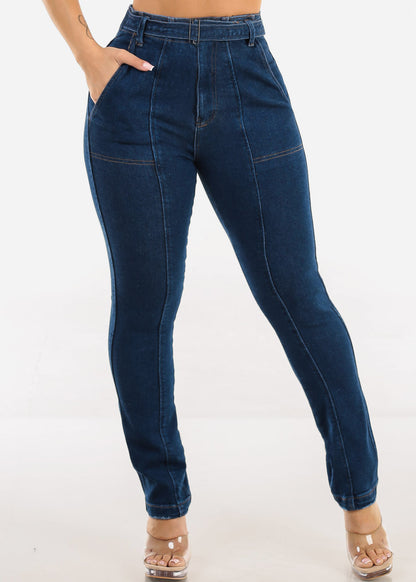 Butt Lift Stretch Straight Leg Jeans Dark Wash