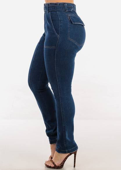 Butt Lift Stretch Straight Leg Jeans Dark Wash