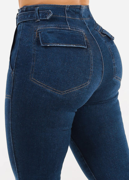 Butt Lift Stretch Straight Leg Jeans Dark Wash