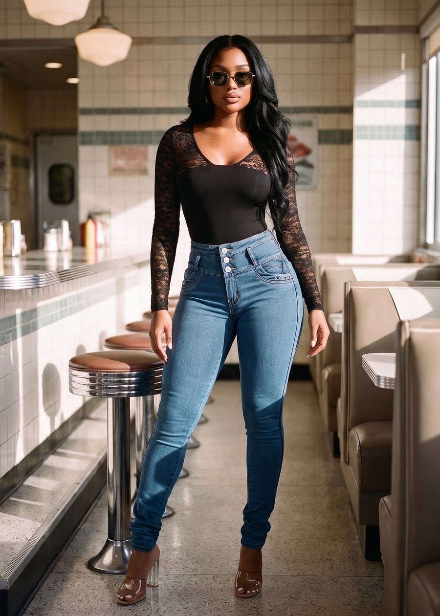 MX JEANS Butt Lifting Acid Wash Blue Skinny Jeans, view 7 of 18