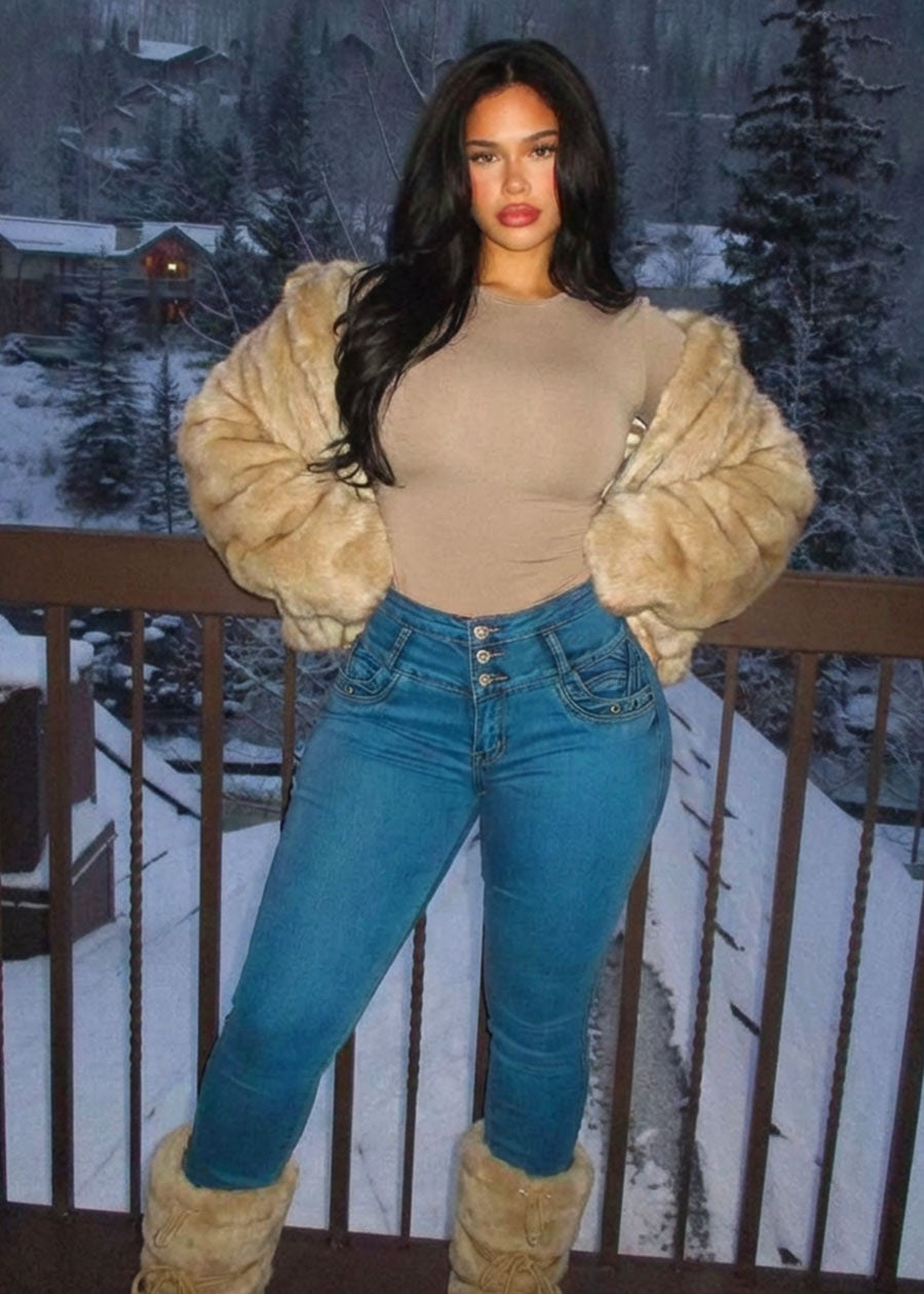 MX JEANS Butt Lifting Acid Wash Blue Skinny Jeans