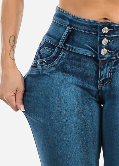 MX JEANS Butt Lifting Acid Wash Blue Skinny Jeans