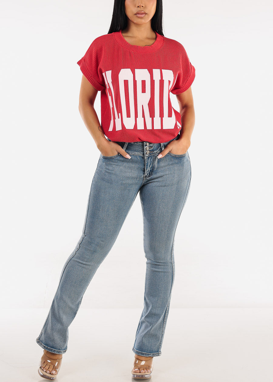 Butt Lift Mid Rise Stretch Bootcut Jeans Acid Wash