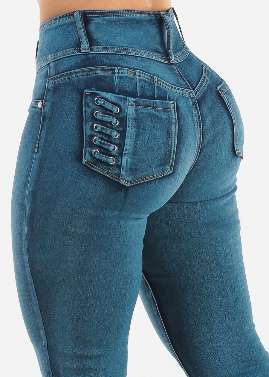 MX JEANS Butt Lift High Waist Bootcut Jeans Blue