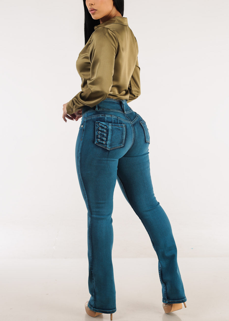 MX JEANS Butt Lift High Waist Bootcut Jeans Blue