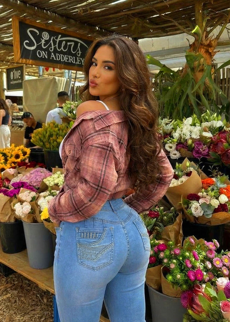 Butt Lift High Waist Stretch Skinny Jeans Light Wash