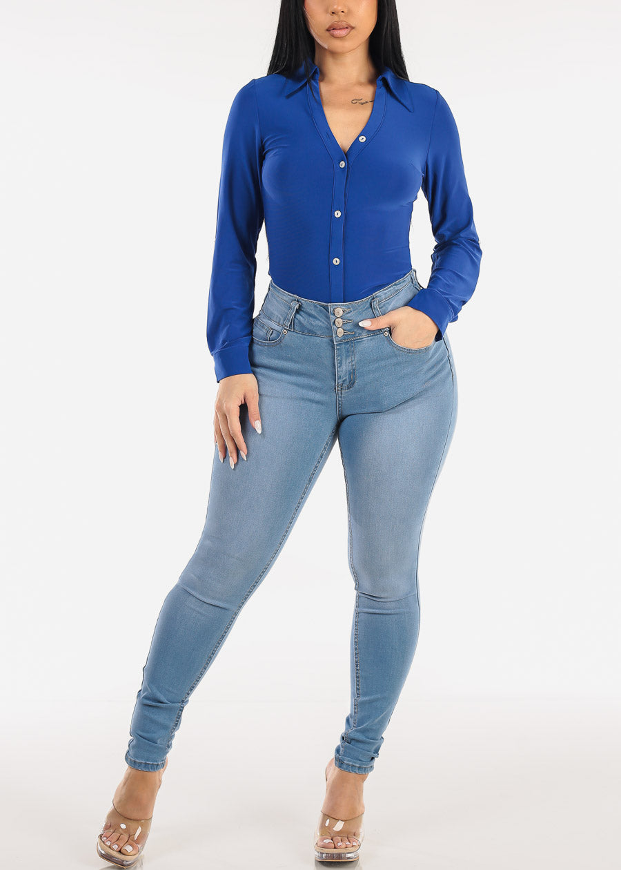 Butt Lift High Waist Stretch Skinny Jeans Light Wash