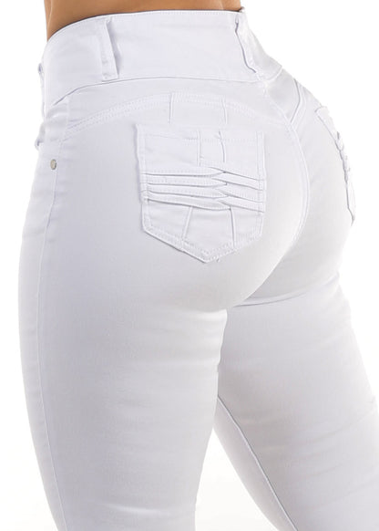 Butt Lifting High Rise White Skinny Stretchy Jeans
