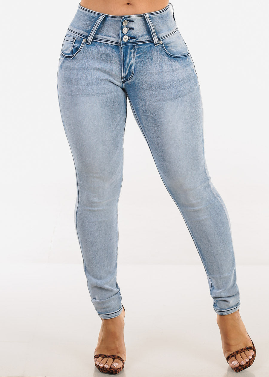 Butt Lift Low Rise Stretch Skinny Jeans Acid Wash