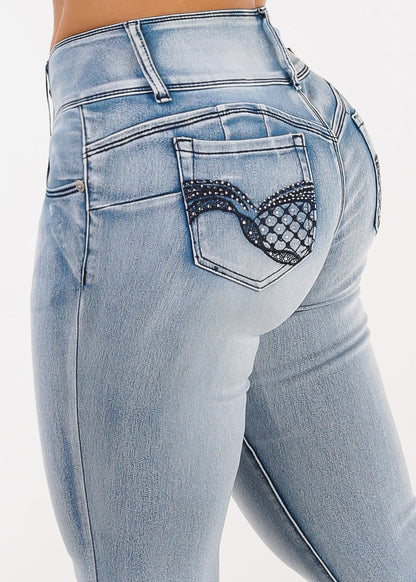 Butt Lift Low Rise Stretch Skinny Jeans Acid Wash