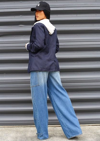 Elastic Waist Wide Leg Baggy Denim Jeans