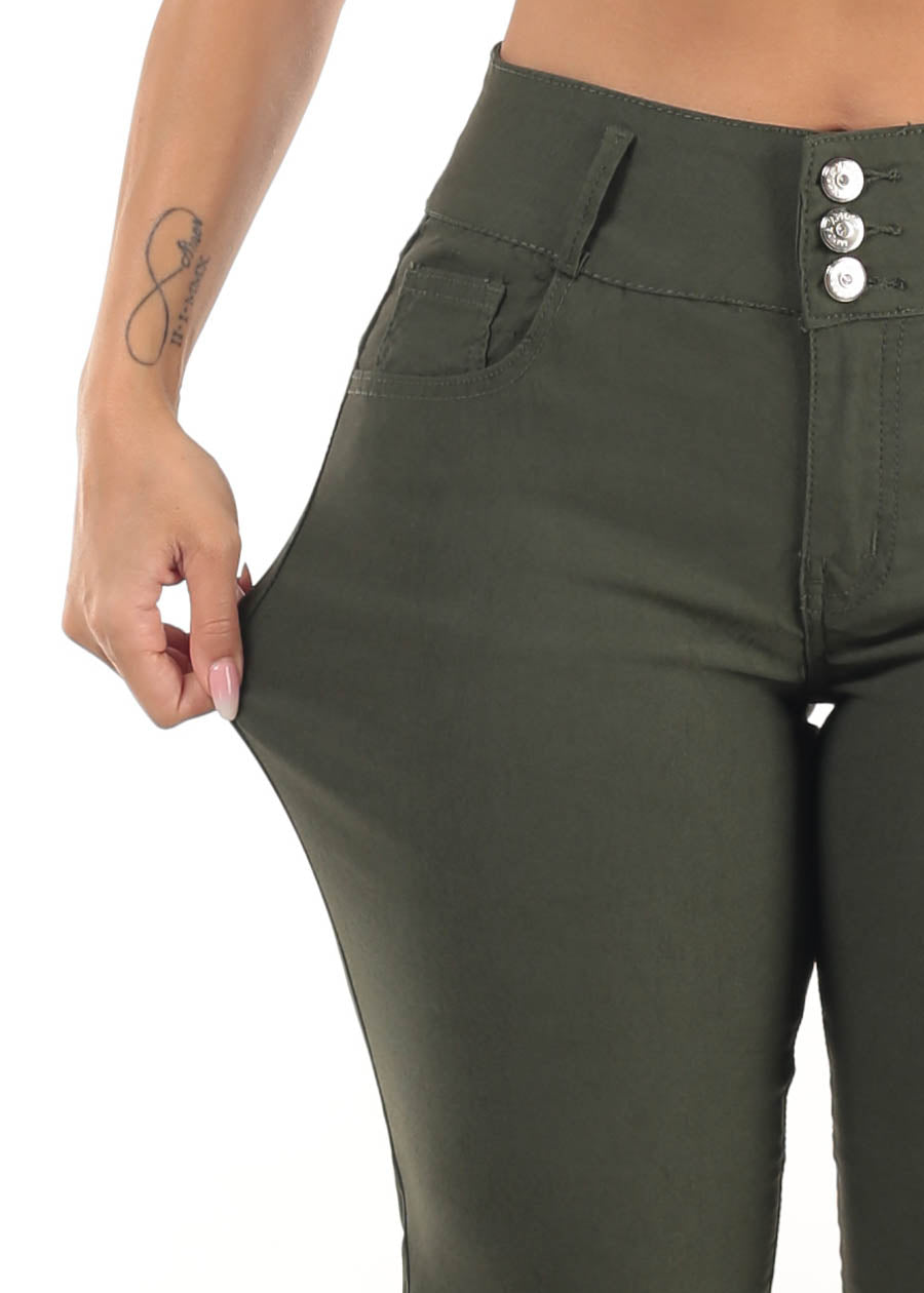 High Waist Butt Lift Levanta Cola Olive Jeggings