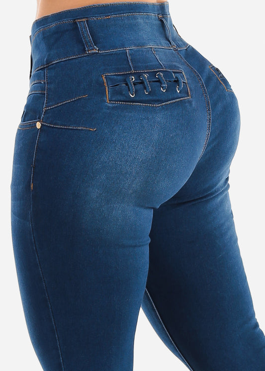 Levanta Cola High Rise Dark Blue Skinny Jeans