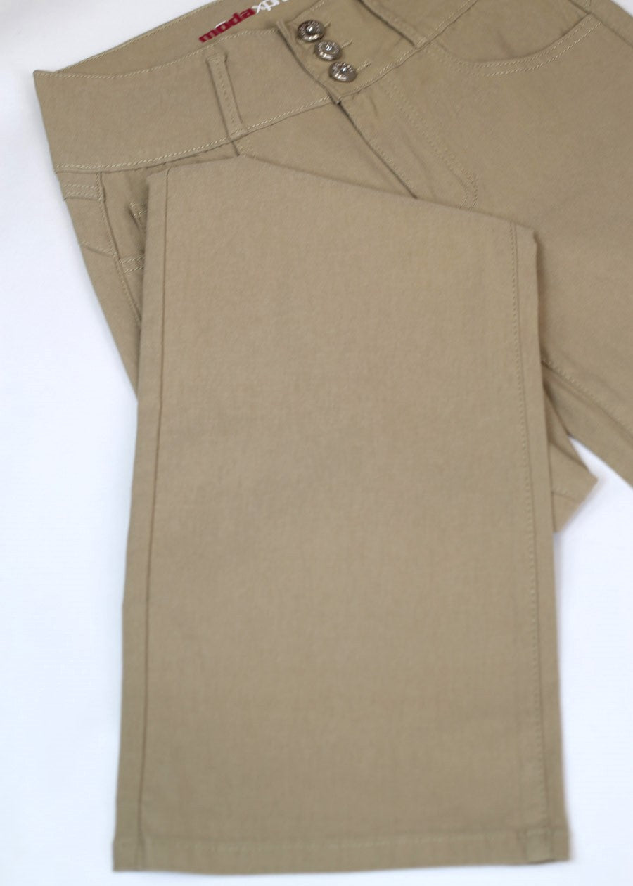 MX JEANS Butt Lift Hyper Stretch Straight Wide Leg Pants Khaki