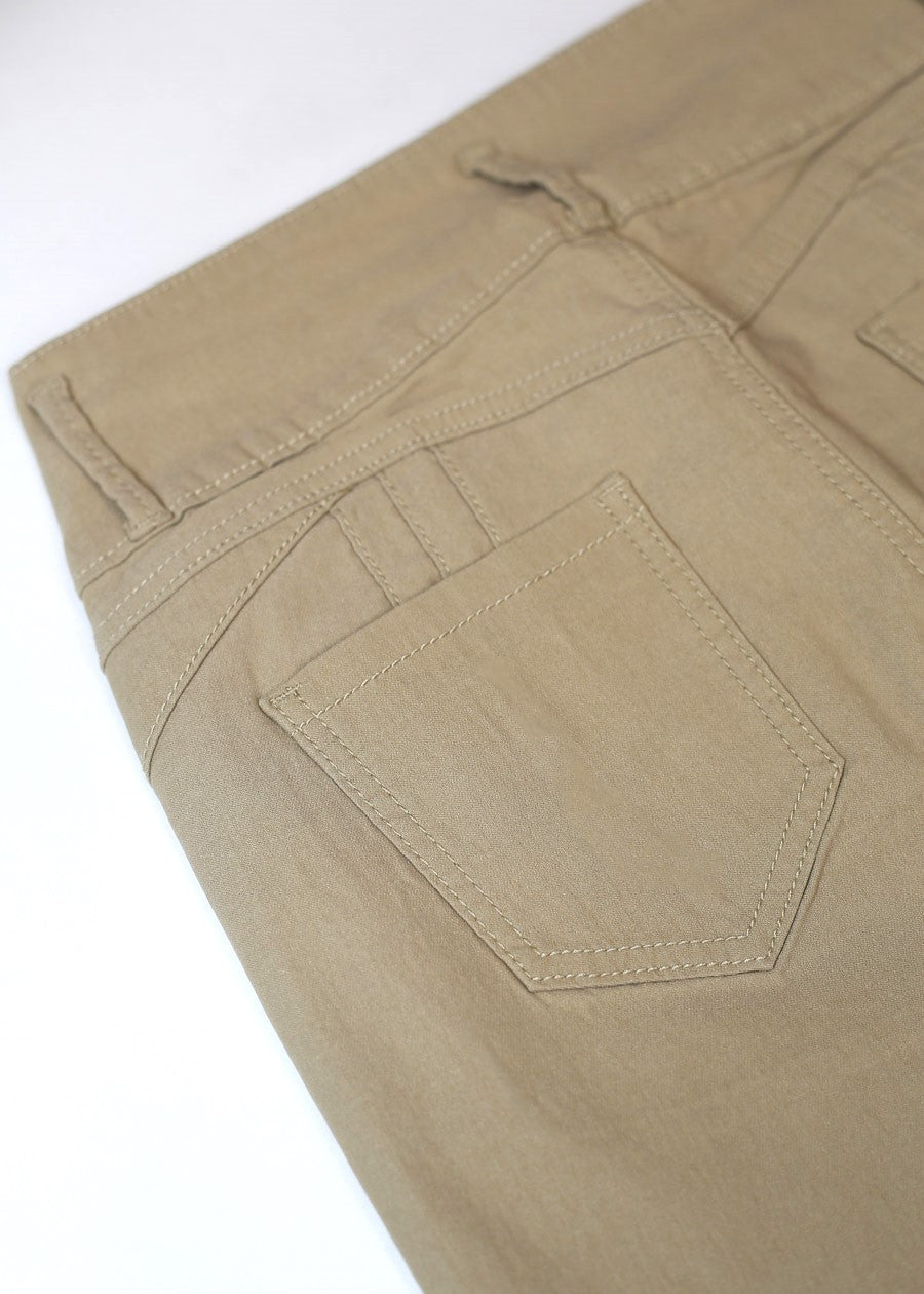 MX JEANS Butt Lift Hyper Stretch Straight Wide Leg Pants Khaki