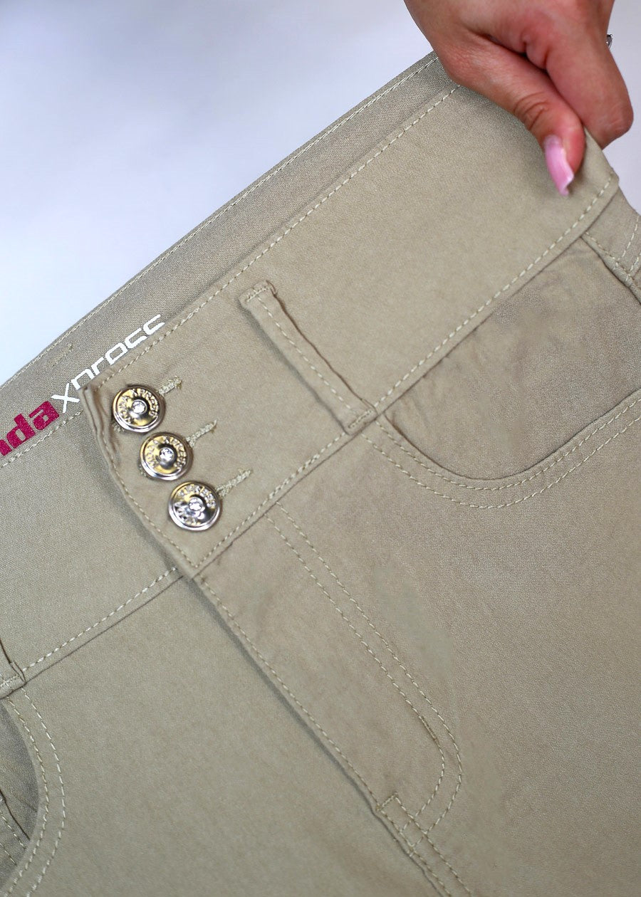 MX JEANS Butt Lift Hyper Stretch Straight Wide Leg Pants Khaki