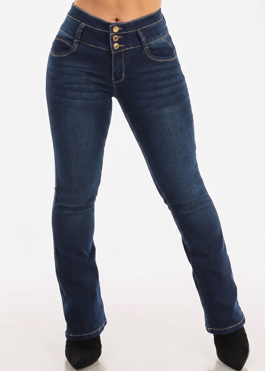 MX JEANS Butt Lifting Mid Rise Dark Wash Bootcut Jeans, view 5 of 11