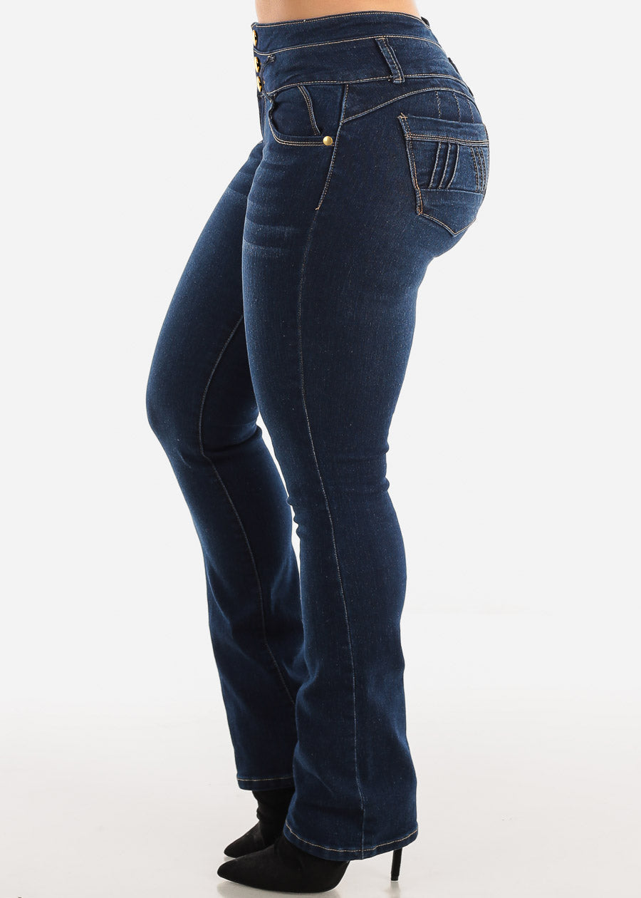 MX JEANS Butt Lifting Mid Rise Dark Wash Bootcut Jeans, view 6 of 11
