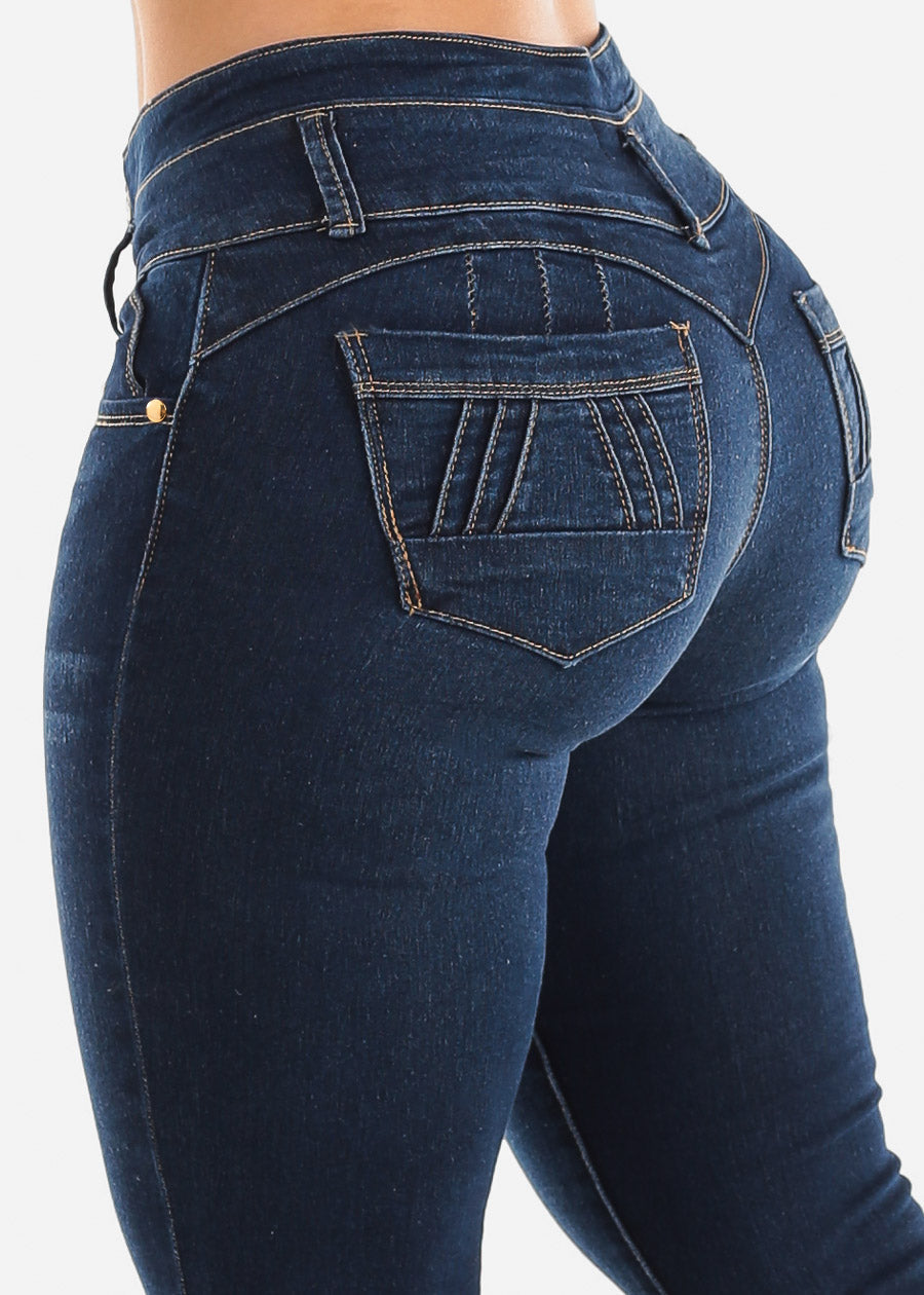 MX JEANS Butt Lifting Mid Rise Dark Wash Bootcut Jeans, view 4 of 11
