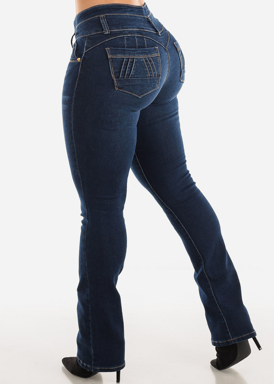 MX JEANS Butt Lifting Mid Rise Dark Wash Bootcut Jeans, view 1 of 11