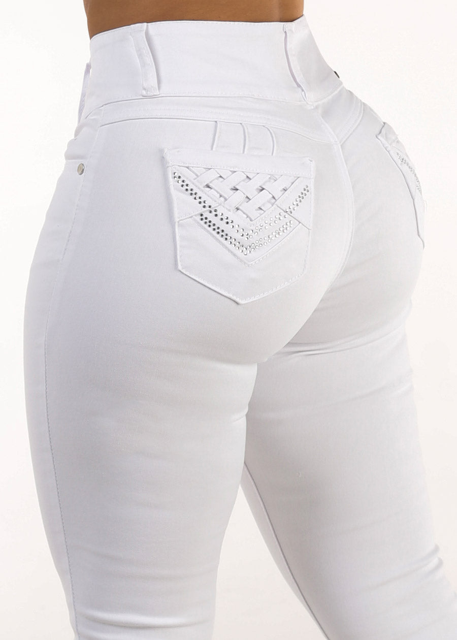 Butt Lift High Waisted White Skinny Jeans