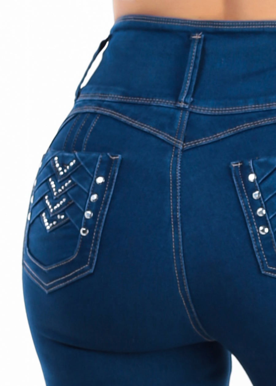 Butt Lift Super High Waisted Stretch Indigo Denim Capris