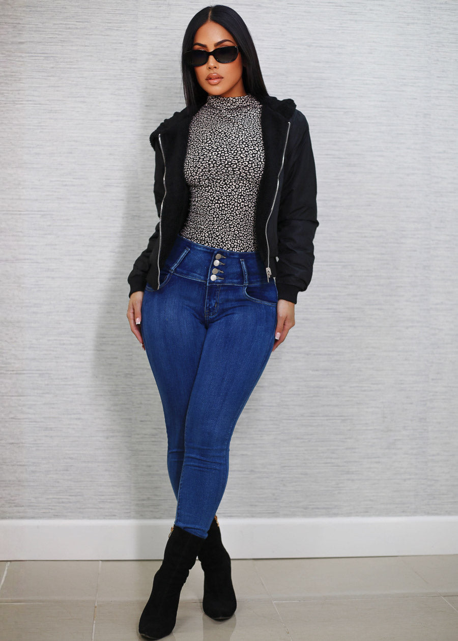 Butt Lift High Waisted Stretch Skinny Jeans Med Sand Wash