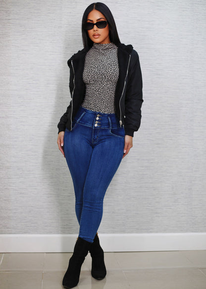 Butt Lift High Waisted Stretch Skinny Jeans Med Sand Wash