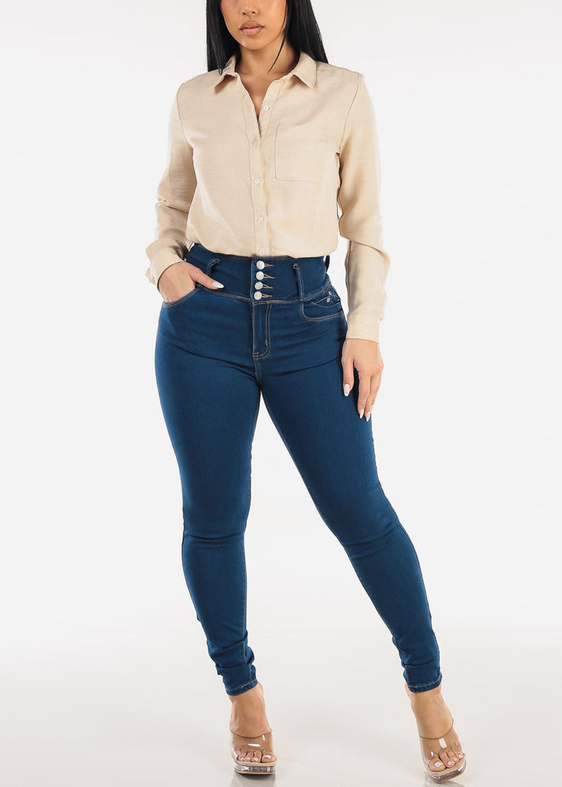 Butt Lift Super High Waist Stretch Skinny Jeans Indigo
