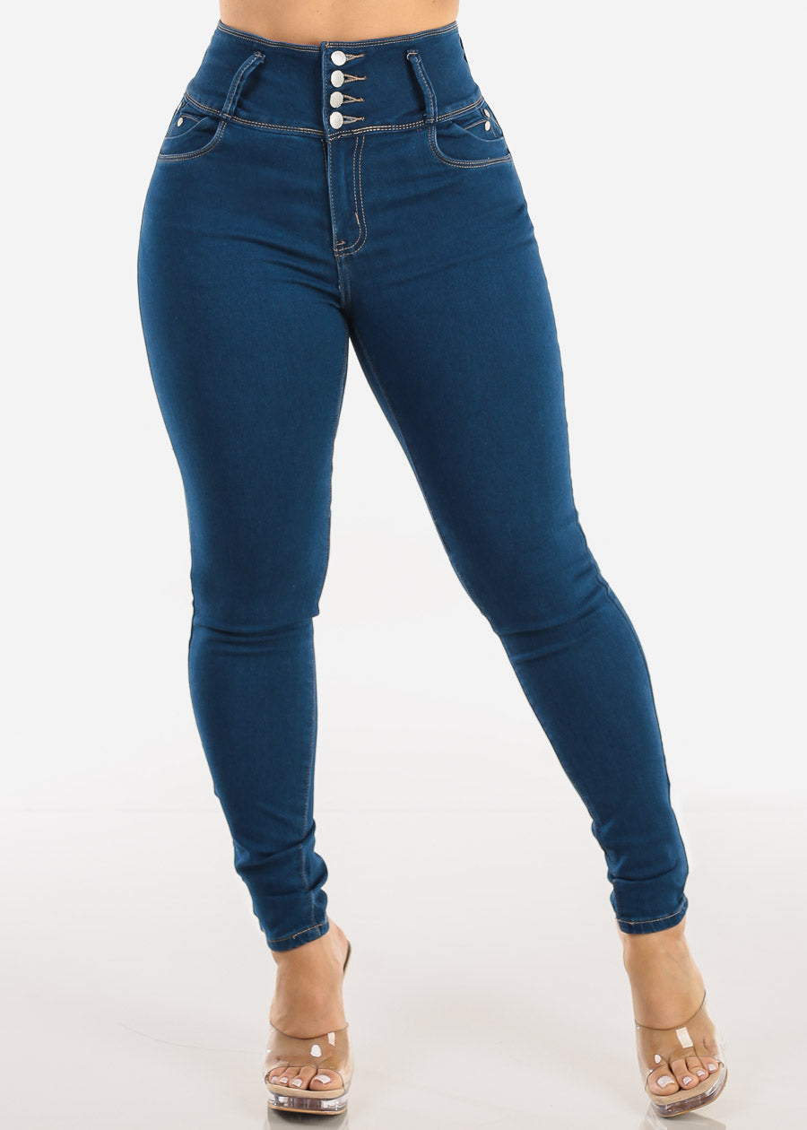 Butt Lift Super High Waist Stretch Skinny Jeans Indigo