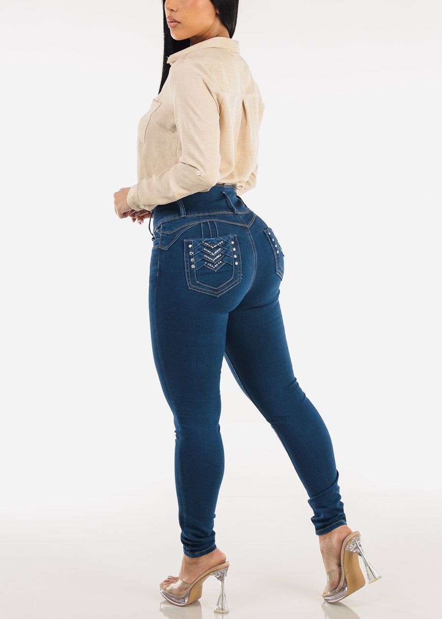 Butt Lift Super High Waist Stretch Skinny Jeans Indigo