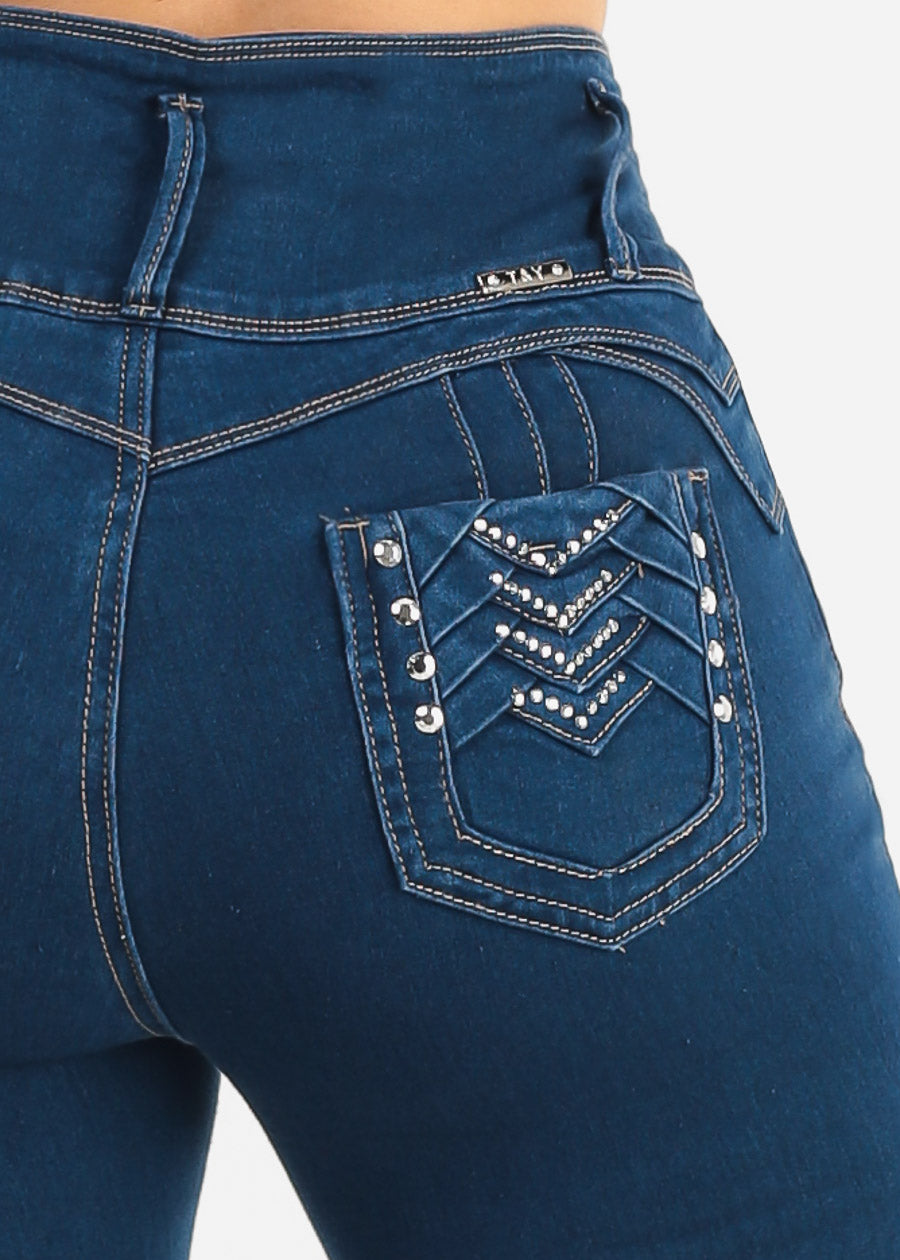 Butt Lift Super High Waist Stretch Skinny Jeans Indigo