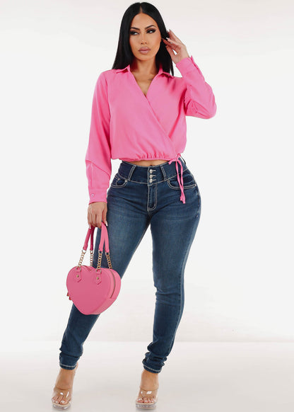 Butt Lift High Waist Skinny Jeans w Back Pocket Design