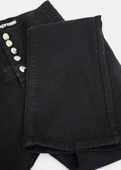 MX JEANS Butt Lift 5 Button Spandex Waist Bootcut Jeans Black