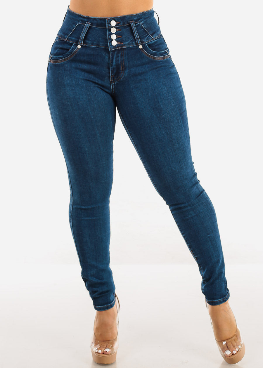 Butt Lift High Waist Skinny Jeans Med Sand Wash