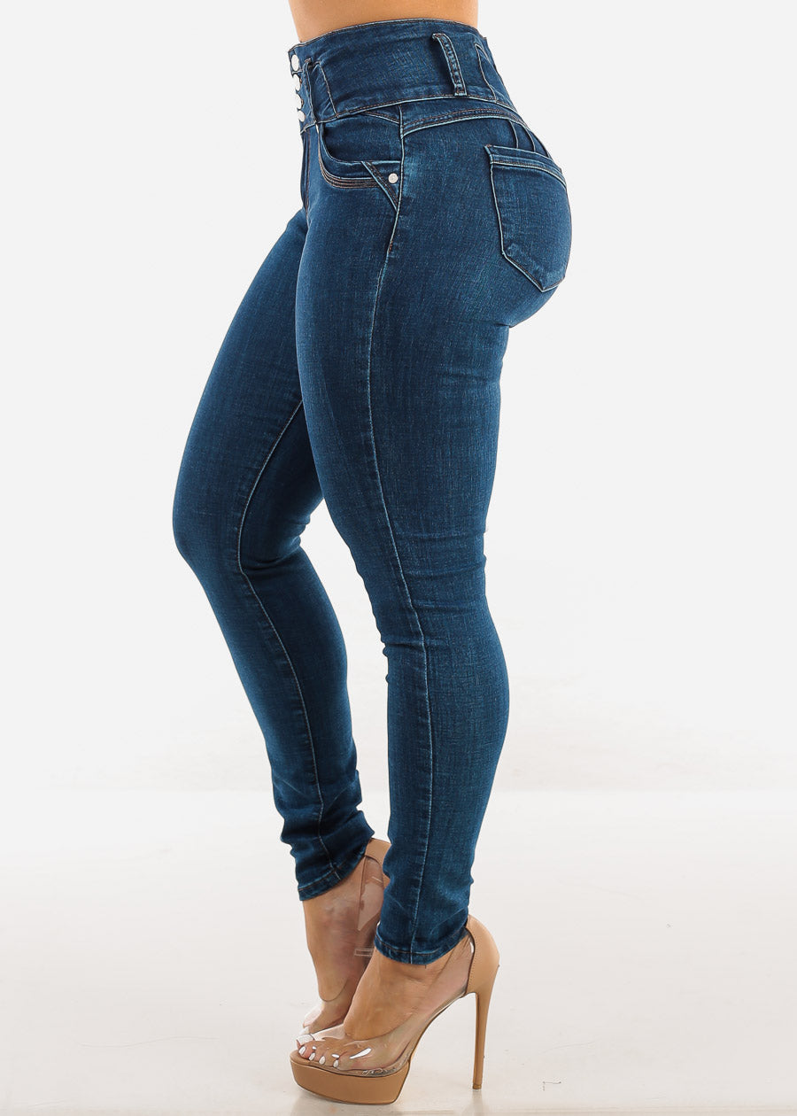 Butt Lift High Waist Skinny Jeans Med Sand Wash