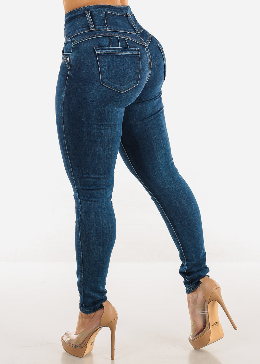 Butt Lift High Waist Skinny Jeans Med Sand Wash