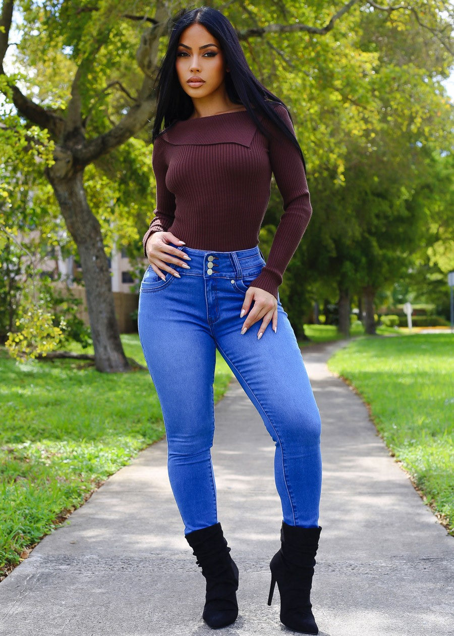 Butt Lift High Waist Stretch Skinny Jeans Indigo