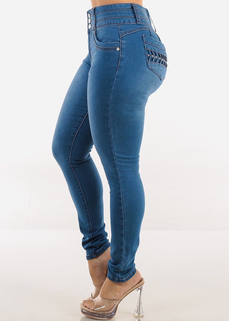 Butt Lift High Waist Stretch Skinny Jeans Indigo