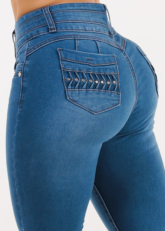 Butt Lift High Waist Stretch Skinny Jeans Indigo