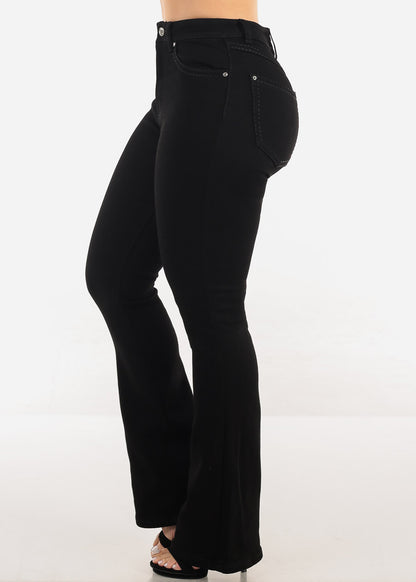 Black High Waist Stretch Bootcut Jeans