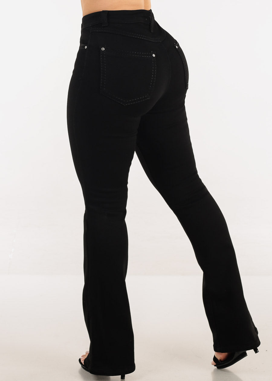 Black High Waist Stretch Bootcut Jeans