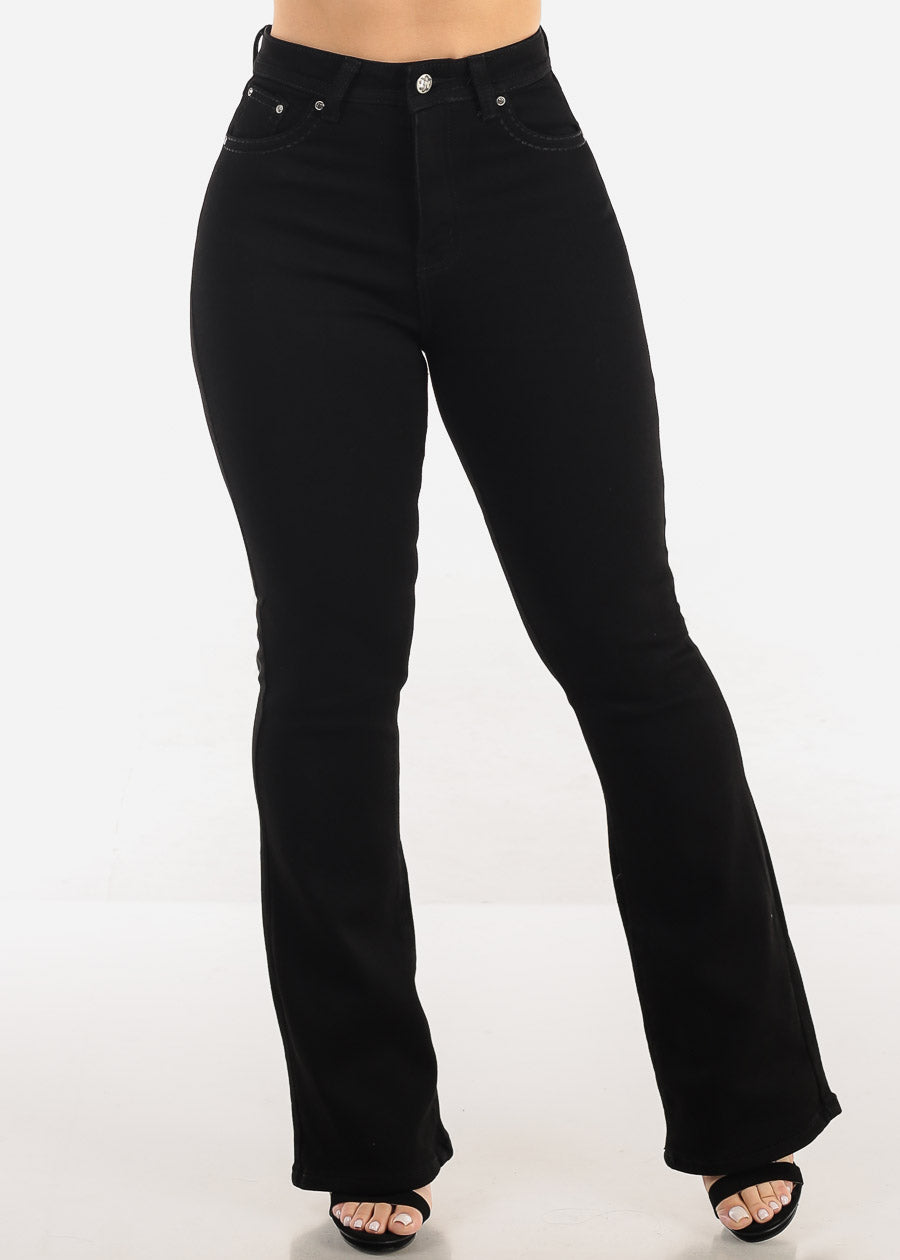 Women's Black Stretchy Bootcut Jeans - High Rise Black Bootcut Jeans ...