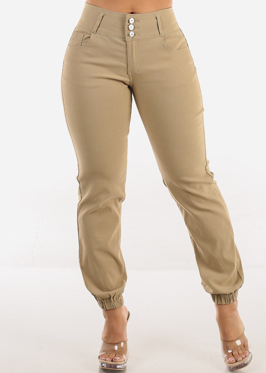 MX JEANS Butt Lift Hyper Stretch Jogger Pants Khaki