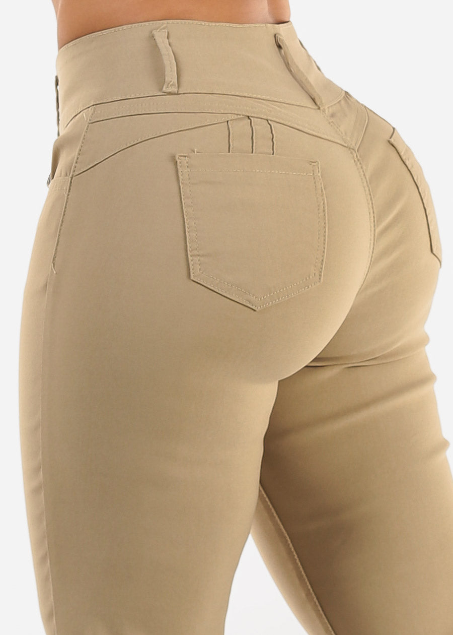 MX JEANS Butt Lift Hyper Stretch Jogger Pants Khaki