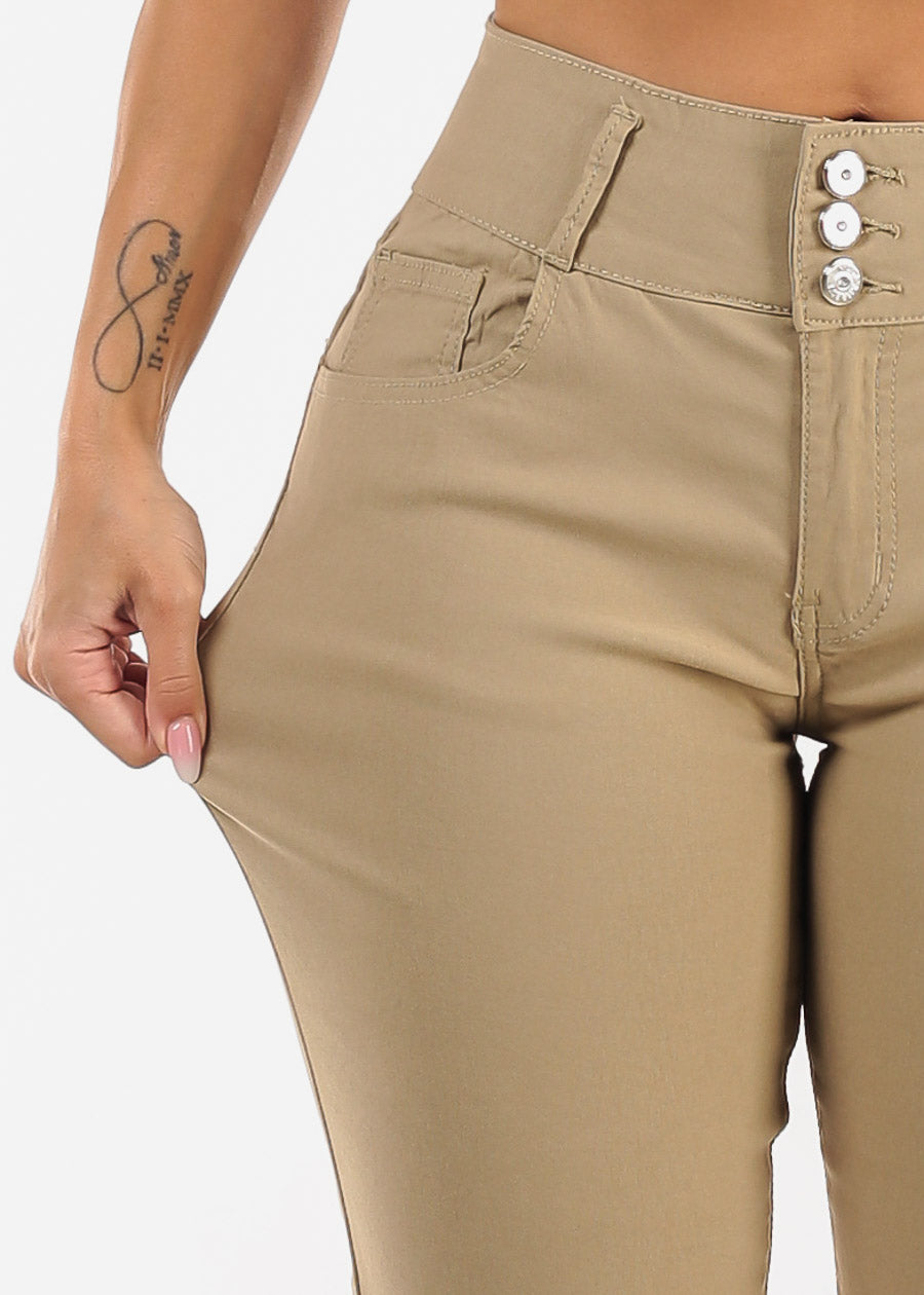 MX JEANS Butt Lift Hyper Stretch Jogger Pants Khaki