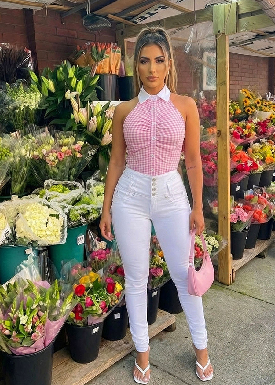 MX JEANS Embroidered Back Butt Lift White Stretch Skinny Jeans